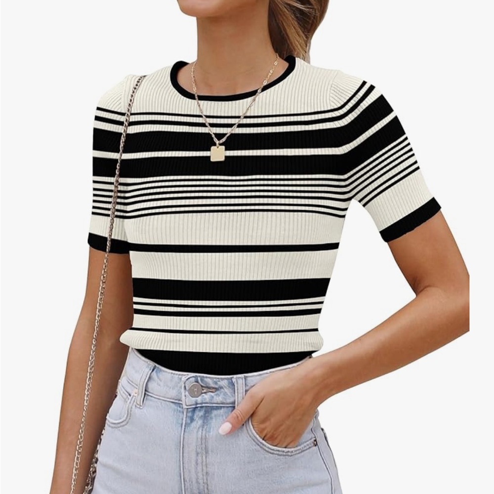 Black and White Striped Top